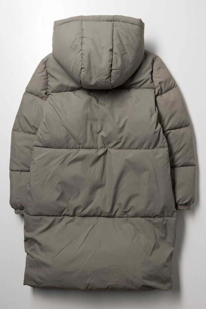 Longline Puffer Jacket Green (2)