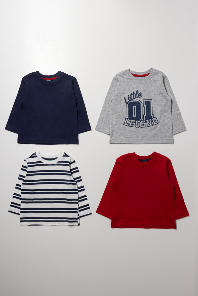 4 Pack Little Legend Long Sleeve T-Shirts Mulitcolour