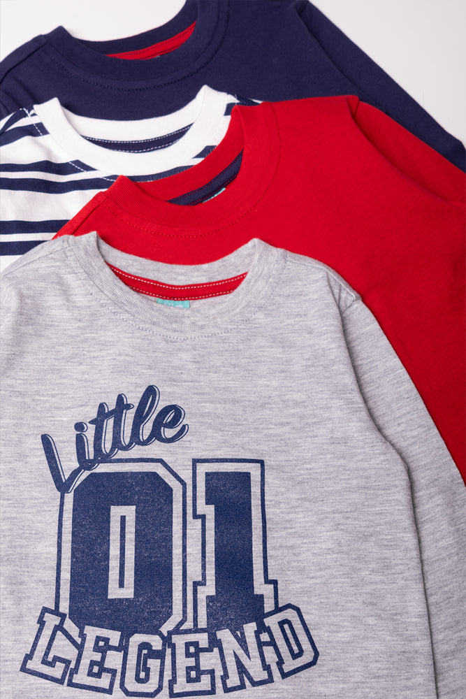 4 Pack Little Legend Long Sleeve T-Shirts Mulitcolour (1)