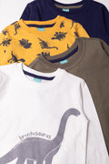 4 Pack Dino Long Sleeve T-Shirts Multicolour (1)