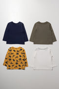 4 Pack Dino Long Sleeve T-Shirts Multicolour (2)