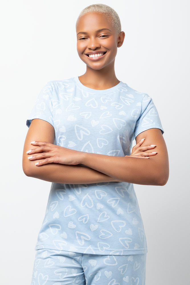 Heart Print Pyjamas Blue