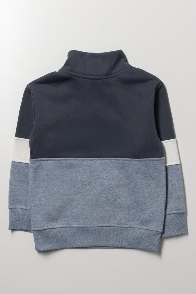 Colourblock Zip Neck Tracktop Dark Grey And Navy (2)