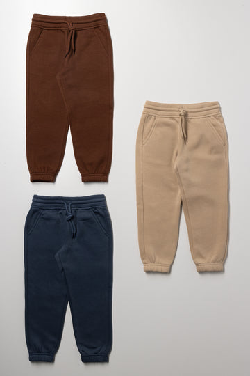 3 Pack Trackpants Brown, Blue And Natural