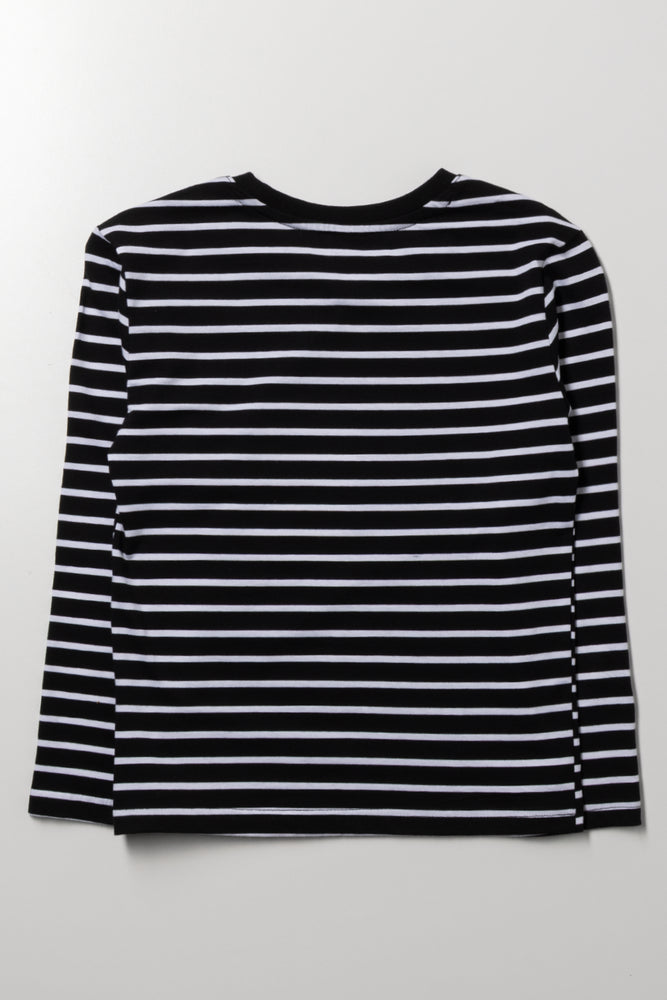 Stripe Long Sleeve T-Shirt Black And White (2)