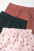 3 Pack Flower Trackpants Pink And Green (1)