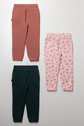 3 Pack Flower Trackpants Pink And Green (2)