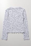 Ditsy Rib Long Sleeve T-Shirt White (2)