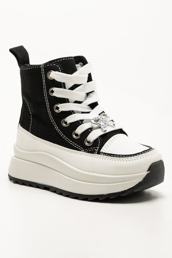 Bow Charm High Top Sneakers Black (1)