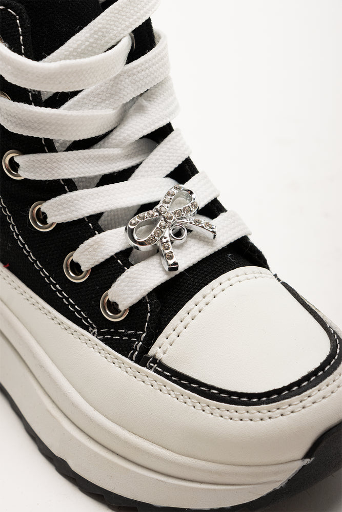 Bow Charm High Top Sneakers Black (2)