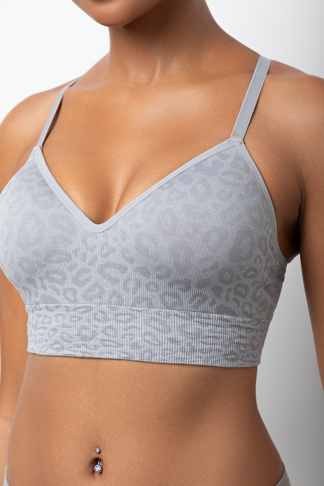 Animal Print Seamfree Bralette Grey (1)