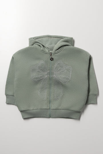 Bow Zip Through Hooded Tracktop Green