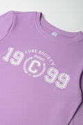 Rib Long Sleeve T-Shirt Lilac (1)
