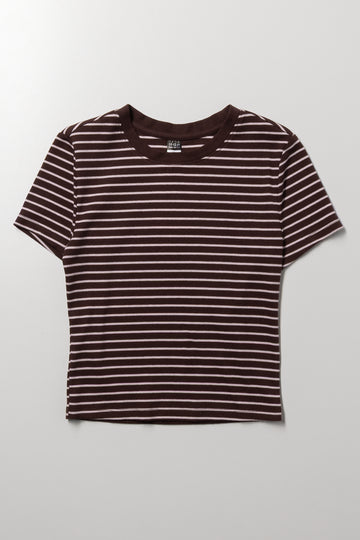 Stripe Short Sleeve T-Shirt Brown