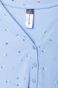 Henley V-Neck Rib Long Sleeve Sleepshirt Blue (2)