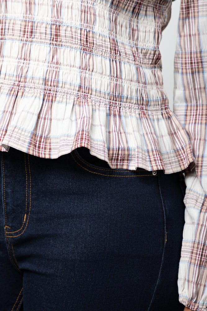 Check Long Sleeve Top Natural (3)