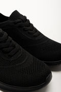 Knit Lace Up Trainers Black (2)