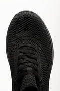 Knit Lace Up Trainers Black (4)