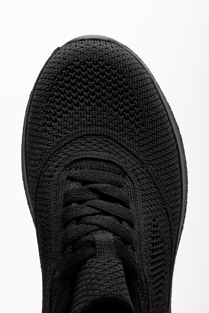 Knit Lace Up Trainers Black (4)