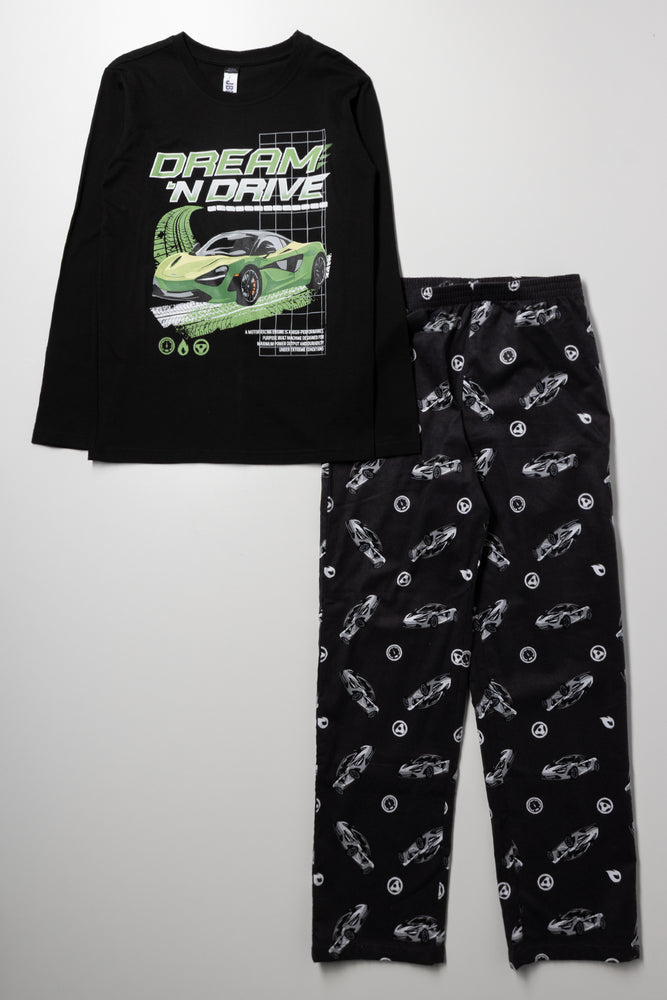 Racing Car Long Sleeve Pyjama Black