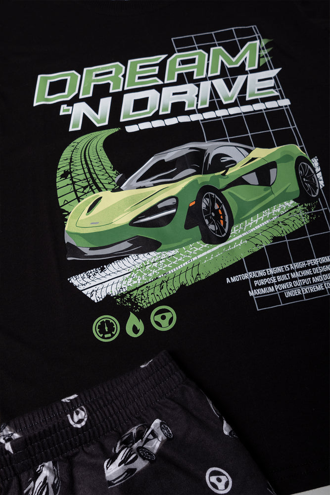 Racing Car Long Sleeve Pyjama Black (1)