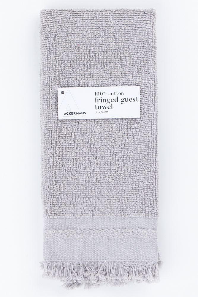 Silver Cotton Fringed Guest Towel