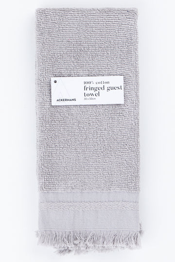 Silver Cotton Fringed Guest Towel