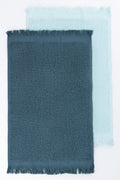Blue & Grey 2 Pack Fringed Guest Towels (1)