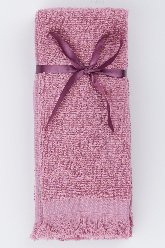 Pink 2 Pack Fringed Guest Towel