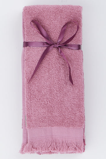Pink 2 Pack Fringed Guest Towel