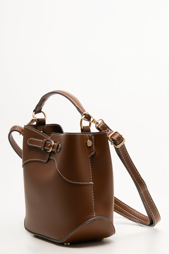 Buckle Bucket Bag Tan (1)