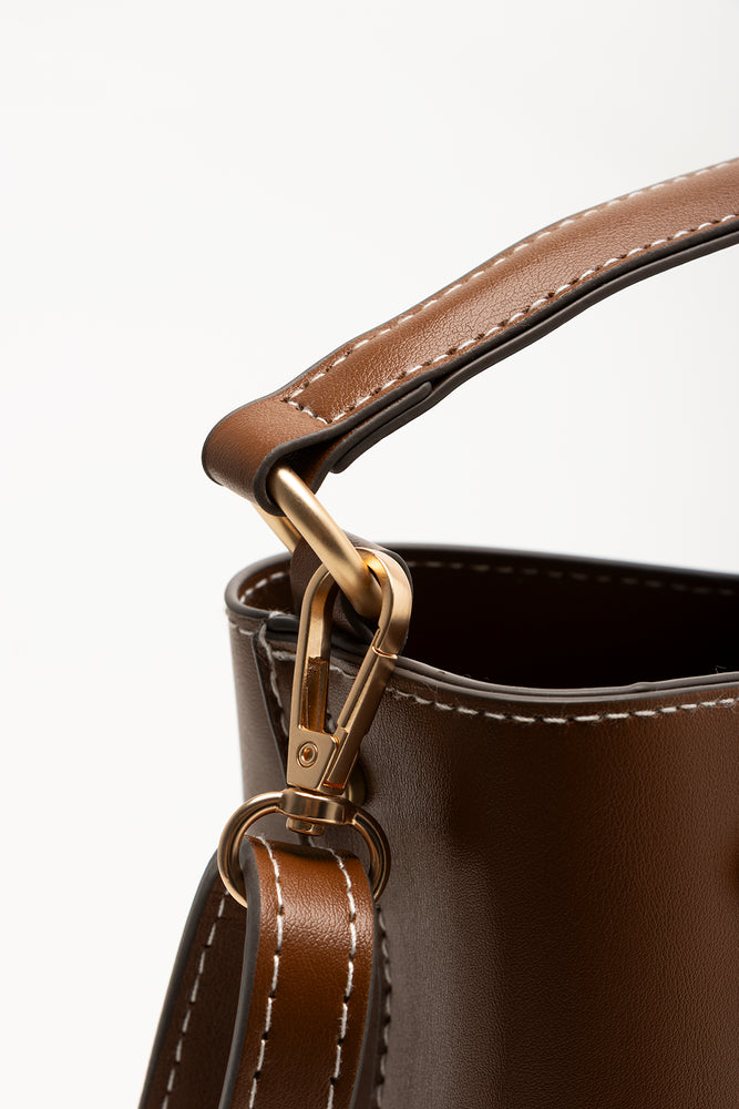 Buckle Bucket Bag Tan (4)