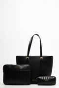 3 Piece Quilted Bag Set Black