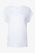 Sleeveless Knit Crew Neck Pullover White
