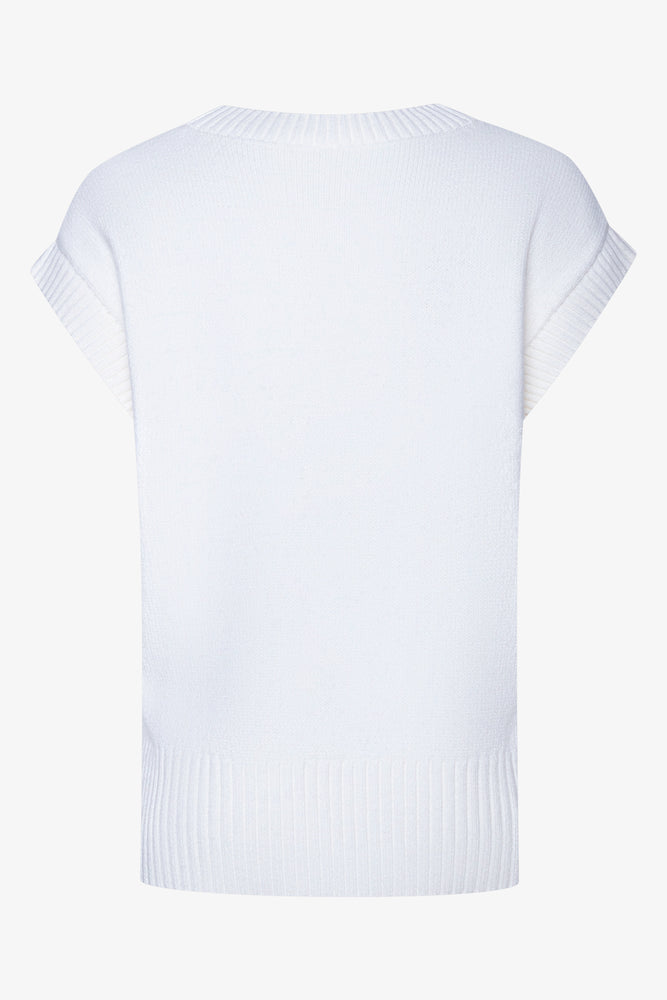 Sleeveless Knit Crew Neck Pullover White (1)