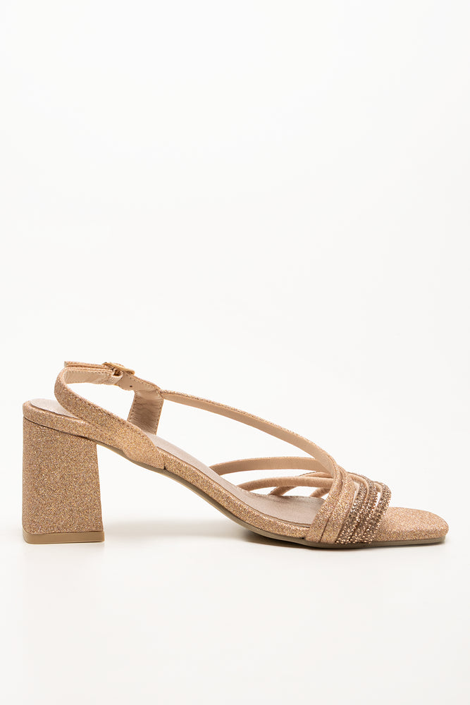 Diamante Strappy Sandals Rose Gold
