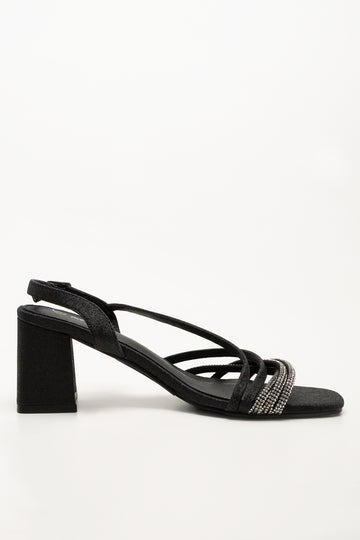 Diamante Strappy Sandals Black