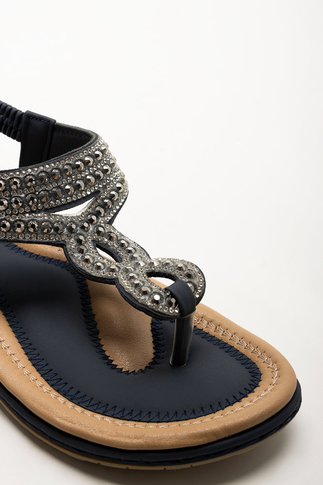 Comfort Beaded Sandal Black (2)