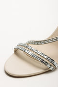 Diamante Assymetrical Heel Sandals Cream (2)