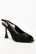 Lace Slingback Court Shoes Black (1)