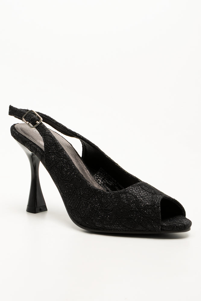 Lace Slingback Court Shoes Black (1)