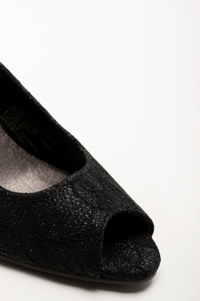 Lace Slingback Court Shoes Black (2)