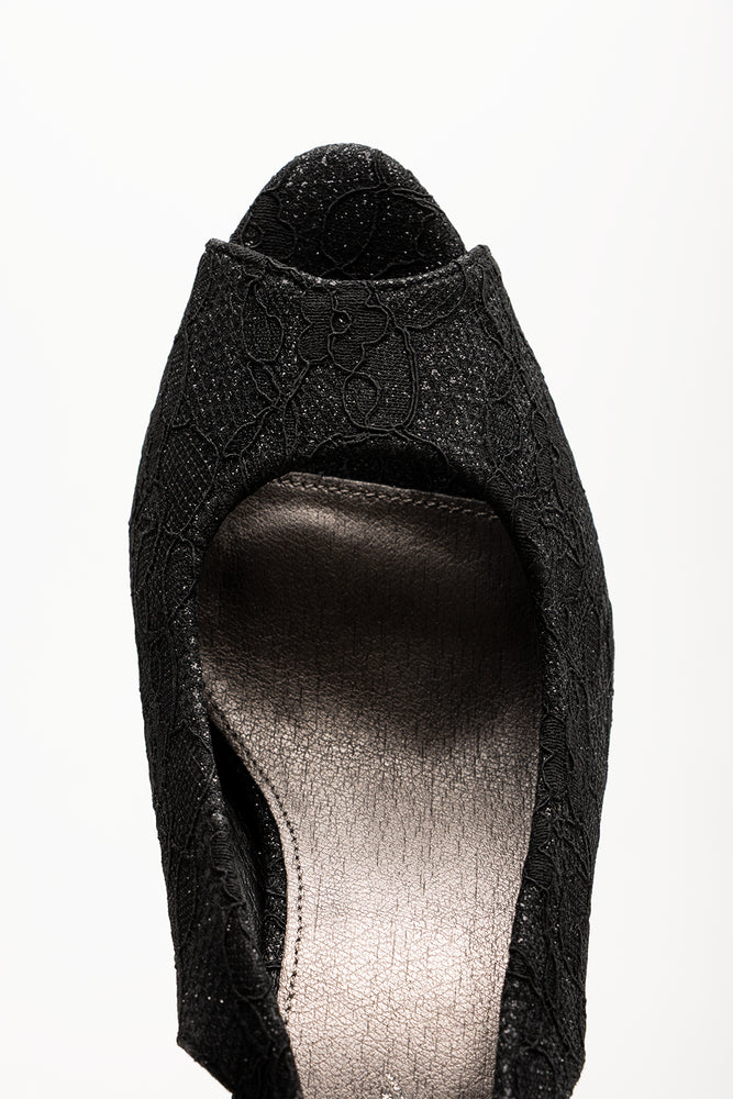 Lace Slingback Court Shoes Black (4)