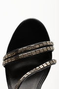 Diamante Assymetrical Heel Sandals Black (4)