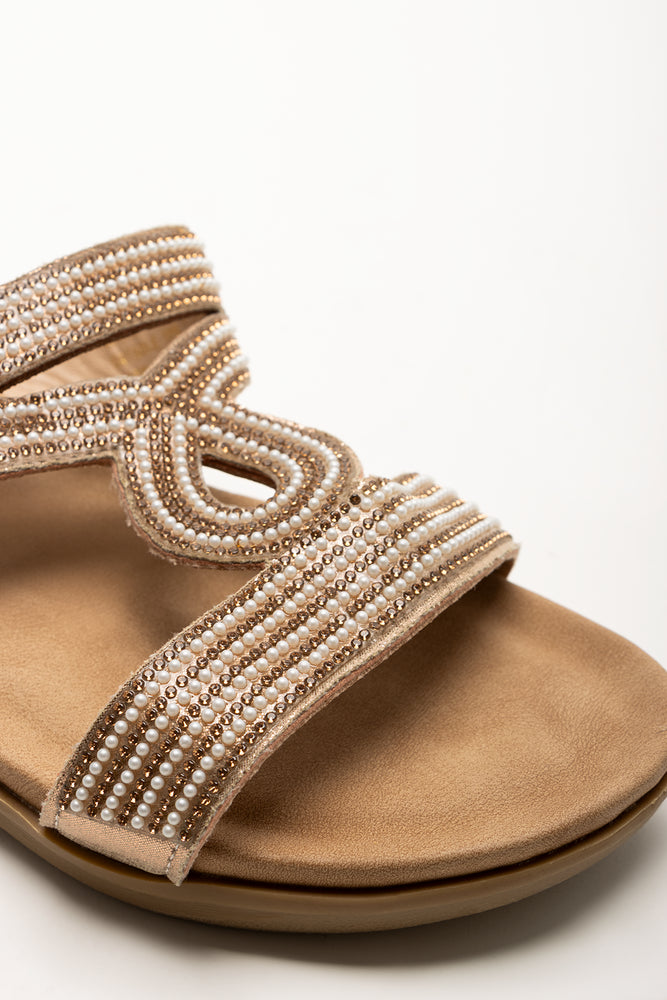 Comfort Metal Trim Sandals Gold (2)