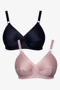 2 Pack Non Padded Bras Natural And Navy (2)