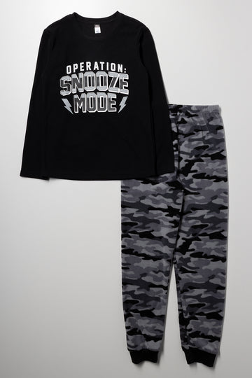 Boys Camo Print Fleece Pyjama Set