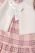 Check Tiered Dress Set Pink And White (1)