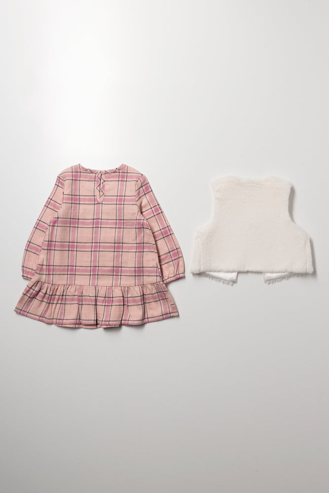 Check Tiered Dress Set Pink And White (3)