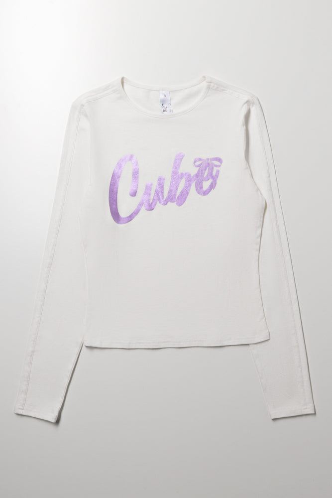 Contrast Binding Long Sleeve T-Shirt White | Tops & T-Shirts